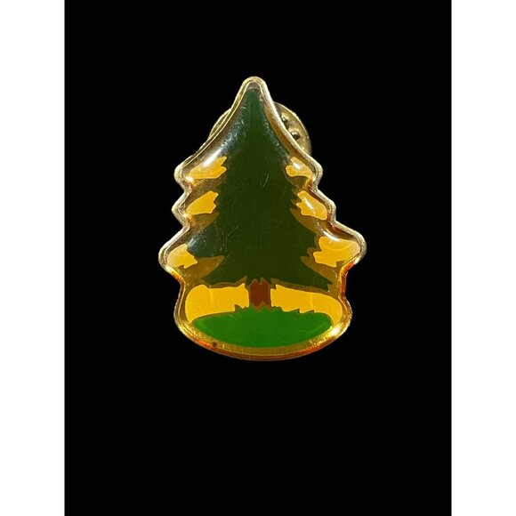 Vintage Christmas Spruce Tree Enamel Brooch Pin - Picture 2 of 5